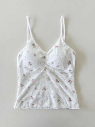 Lace Layered Pattern See-through Built-in Cup Sleeveless Bralette Sleeveless Top Collection