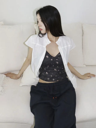 Lace Layered Pattern See-through Built-in Cup Sleeveless Bralette Sleeveless Top Collection