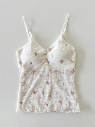 Lace Layered Pattern See-through Built-in Cup Sleeveless Bralette Sleeveless Top Collection