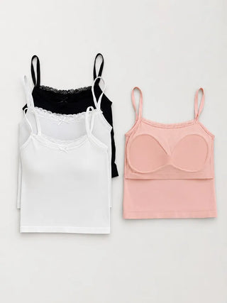 Lace Layered Pattern See-through Built-in Cup Sleeveless Bralette Sleeveless Top Collection