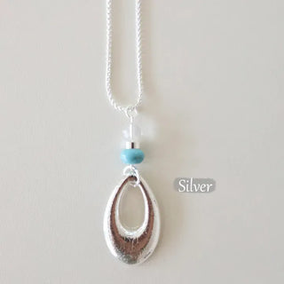 Aqua Drop Bold Pendant Long Chain Necklace