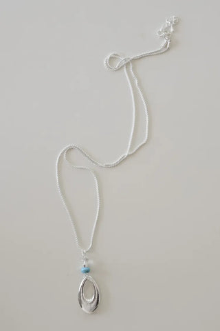 Aqua Drop Bold Pendant Long Chain Necklace