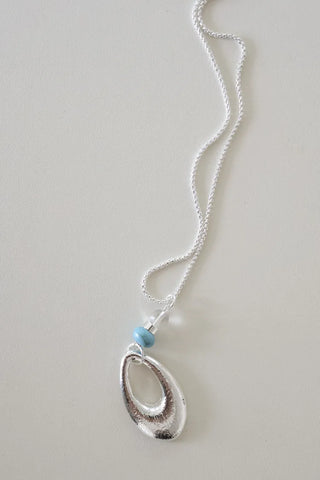 Aqua Drop Bold Pendant Long Chain Necklace