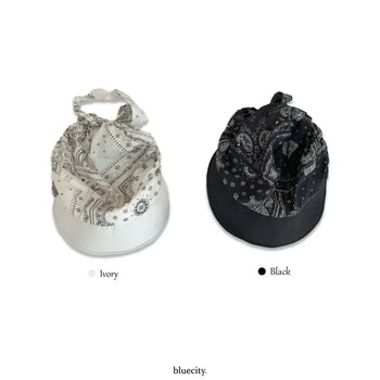 Low Paisley Pattern Bandana Sun Visor Brimmed Hat