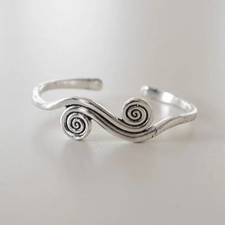 Ethnic Wave Twist Vintage Silver Wavy Bangle Bracelet