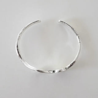 Ethnic Wave Twist Vintage Silver Wavy Bangle Bracelet