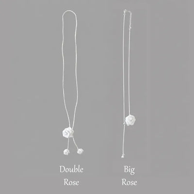 Shine Rose Drop Pendant Snake Chain Long Necklace 2 Types