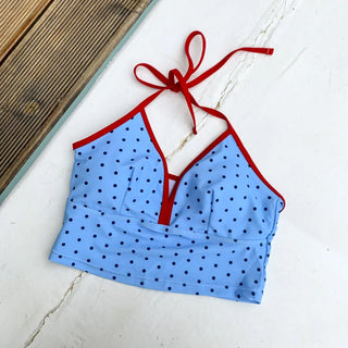 Berry Dot Frill Ribbon Sleeveless Top Two-Piece Bikini Set Swimsuit