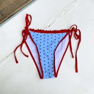Berry Dot Frill Ribbon Sleeveless Top Two-Piece Bikini Set Swimsuit