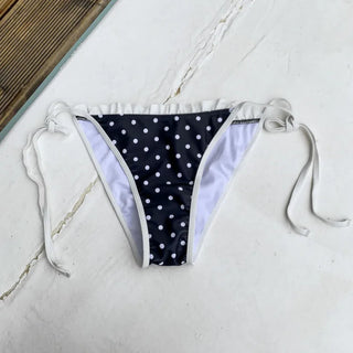 Berry Dot Frill Ribbon Sleeveless Top Two-Piece Bikini Set Swimsuit