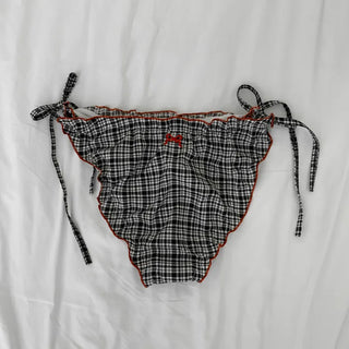Monet Check Ribbon Halter Neck Wrap Skirt Bikini Swimsuit