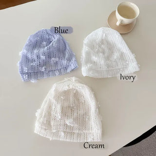 May Flower Net See-through Punched Strap Bandana Beanie Hat
