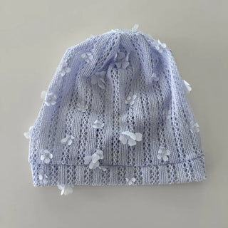 May Flower Net See-through Punched Strap Bandana Beanie Hat