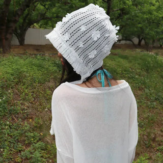 May Flower Net See-through Punched Strap Bandana Beanie Hat