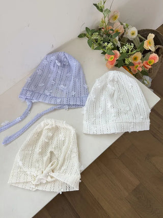 May Flower Net See-through Punched Strap Bandana Beanie Hat