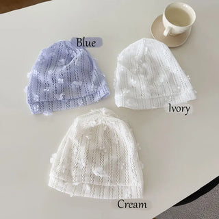 May Flower Net See-through Punched Strap Bandana Beanie Hat