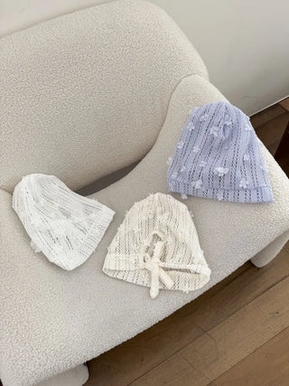 May Flower Net See-through Punched Strap Bandana Beanie Hat