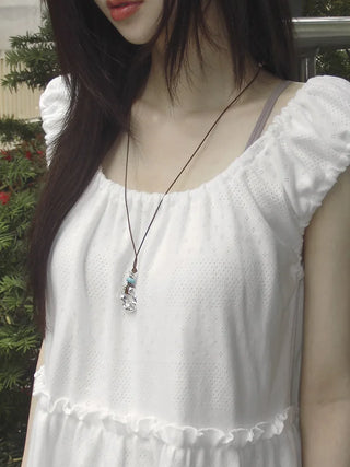 Ocean Bold Ring Pendant Drop String Long Necklace