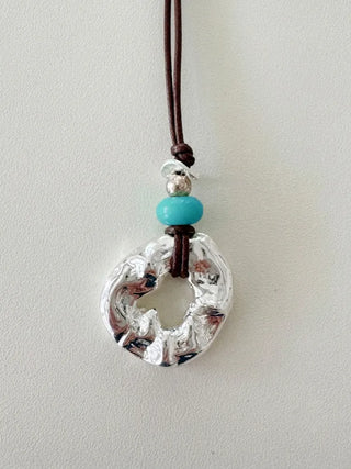 Ocean Bold Ring Pendant Drop String Long Necklace