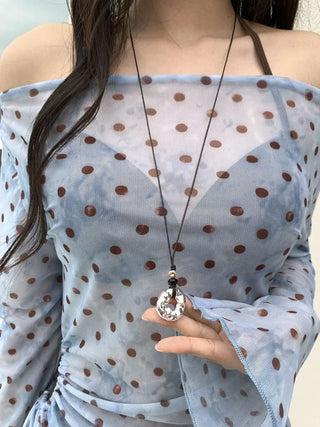 Ocean Bold Ring Pendant Drop String Long Necklace