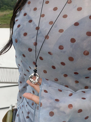Ocean Bold Ring Pendant Drop String Long Necklace