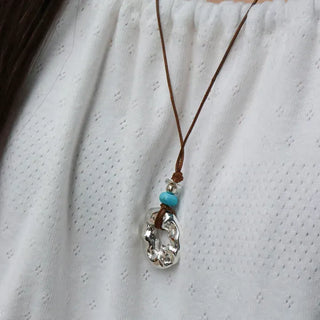 Ocean Bold Ring Pendant Drop String Long Necklace