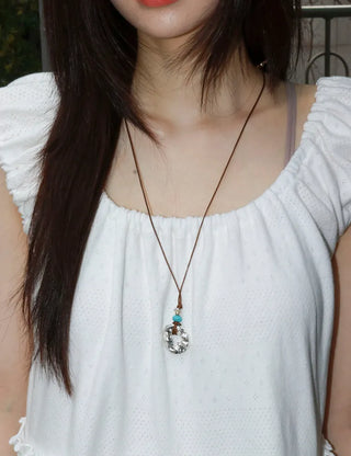 Ocean Bold Ring Pendant Drop String Long Necklace