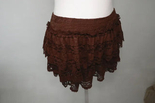 Back Ribbon Lace Frill Skirt Slit Bikini Set Swimsuit