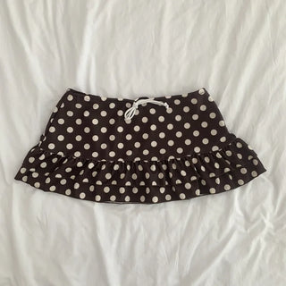 Mocha Dot Halterneck Sleeveless Top & Skirt Piece Bikini Set Swimsuit