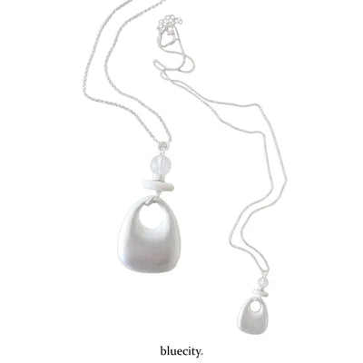 Clear Bold Silver Pendant Drop Chain Long Necklace