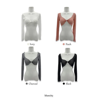 See-through Bolero Twisted Crop V-Neck Long Sleeve Mesh Cover-up