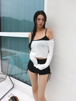 Cover-up Side Shirred Shorts Cover-up Set Bikini Swimwear