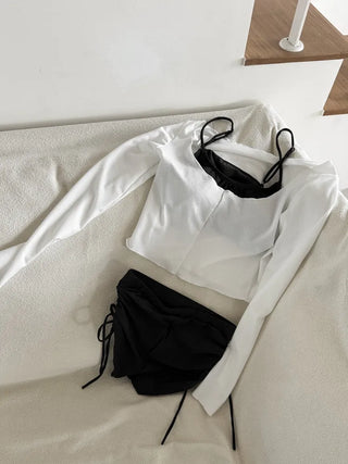 Cover-up Side Shirred Shorts Cover-up Set Bikini Swimwear