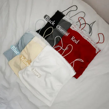 Sophie Lace Square Color Bralette Inner Strap Sleeveless