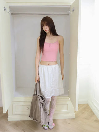 Hazel Lace Ribbed Button Henley Neck Bralette Inner Strap Sleeveless