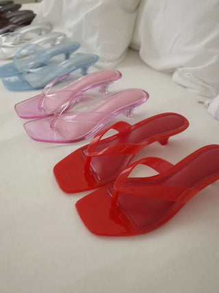 Neo Slim Flip-flops, Colored Jelly Shoes, Mid-heel Slippers,