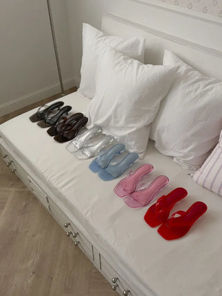 Neo Slim Flip-flops, Colored Jelly Shoes, Mid-heel Slippers,