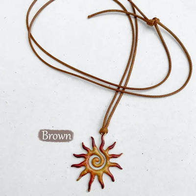 Sun Spiral Sun Pendant Long String Necklace