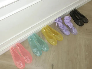 Flat Color Mesh Basic Daily Rainy Season Water Play Jelly Shoes