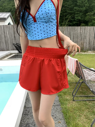 Swim Color High-Waisted Boardshorts Beachwear Waterproof Shorts