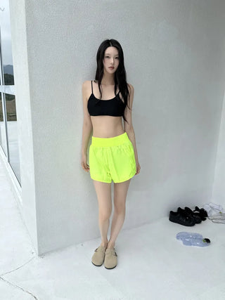 Swim Color High-Waisted Boardshorts Beachwear Waterproof Shorts