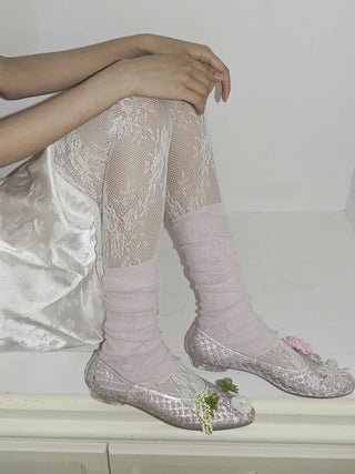 Shine Net Glitter Gel-Course Swim Flat Jelly Shoes