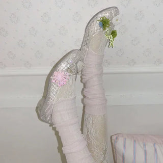 Shine Net Glitter Gel-Course Swim Flat Jelly Shoes