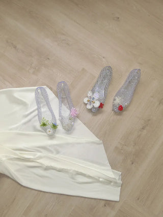 Shine Net Glitter Gel-Course Swim Flat Jelly Shoes