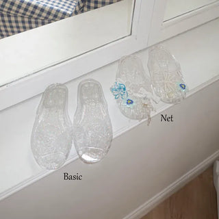 Clear Jelly Shoes Transparent Water Play Rainy Season Summer Mules Slippers