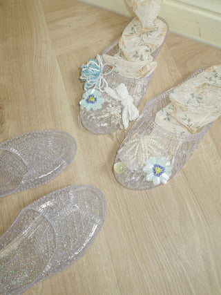 Clear Jelly Shoes Transparent Water Play Rainy Season Summer Mules Slippers