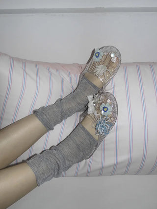 Clear Jelly Shoes Transparent Water Play Rainy Season Summer Mules Slippers