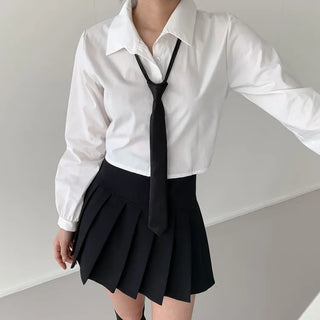 Black Basic School Uniform Preppy Look Son Min-soo Idol I AM School Look Automatic Tie