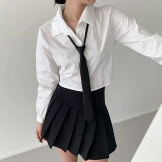 Black Basic School Uniform Preppy Look Son Min-soo Idol I AM School Look Automatic Tie