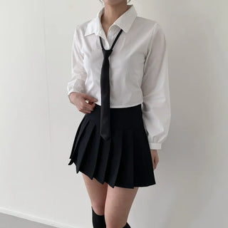 Black Basic School Uniform Preppy Look Son Min-soo Idol I AM School Look Automatic Tie